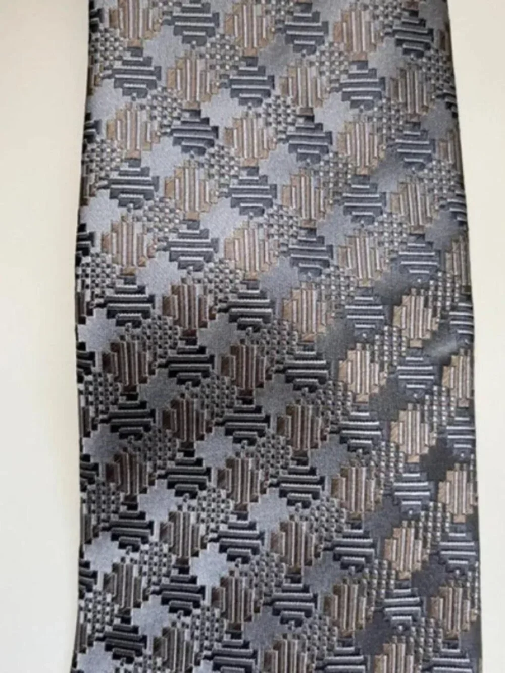 Jhane Barnes Silver Silk Tie party vintage futuristic metallic formal celebrate